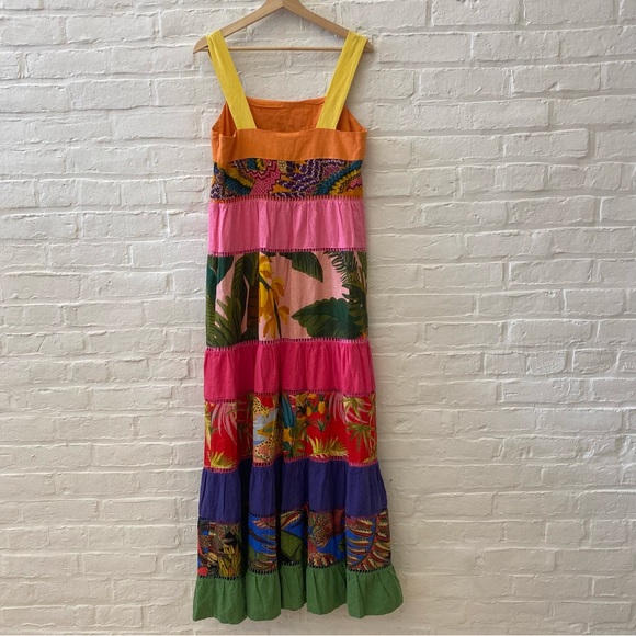FARM Rio || Rainbow Mixed Prints Maxi Dress Tiered Leopard Medium NWT - Picture 4 of 9